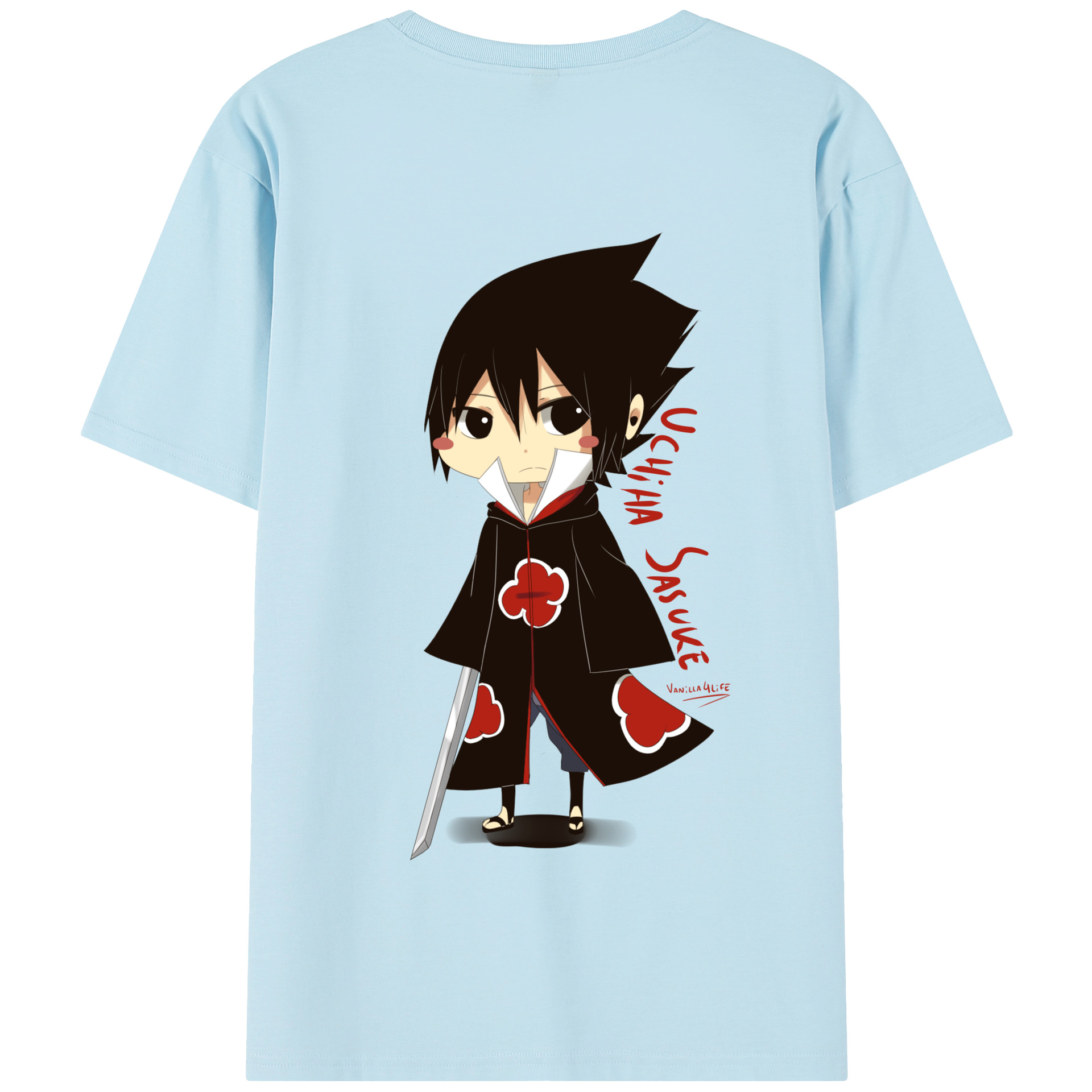 （画像用） NARUTO -ナルト- うちは サスケ Uchiha Sasuke 綿100％半袖Tシャツ（背面プリント）